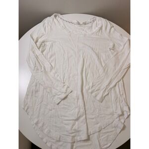 Pure + Good Long Sleeve Top Women Size L White Excellent Slub Knit Scoop Neck